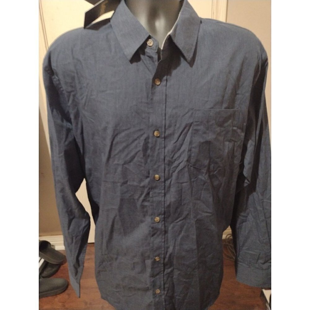 NWT New Men's Lee Easy Care Soft Handfeel Long Sleeve Button Shirt XL Blue